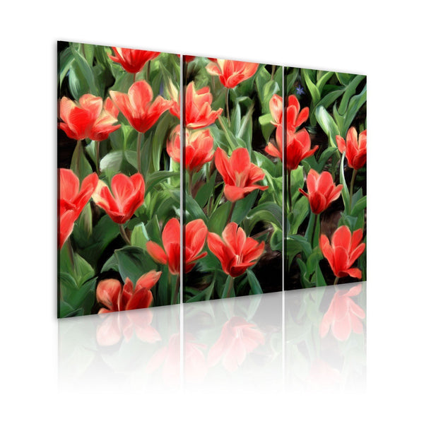 Quadro su tela - Tulipani rossi sbocciati