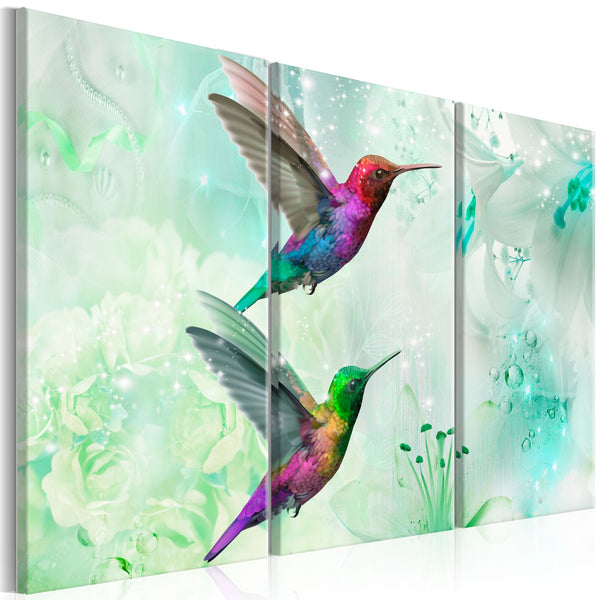 Quadro - Pair of Hummingbirds (3 Parts) Green