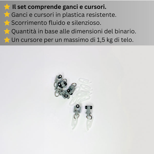 Binario per Tende singolo Argento - Fissaggio a Soffitto – Misure Personalizzate