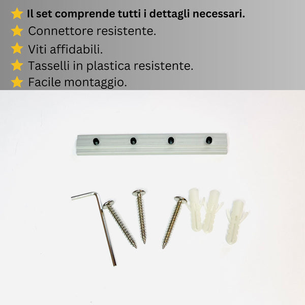 Binario Doppio per Tende Argento - Fissaggio a Parete – Misure Personalizzate