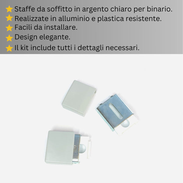 Binario per Tende singolo Argento - Fissaggio a Soffitto – Misure Personalizzate