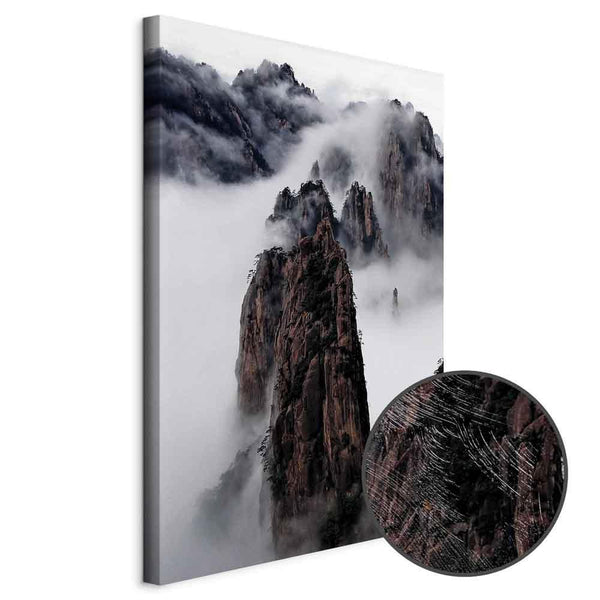 Quadro - High Mountains in Mist (1-part) - Landscape of Clouds Amid Rocks