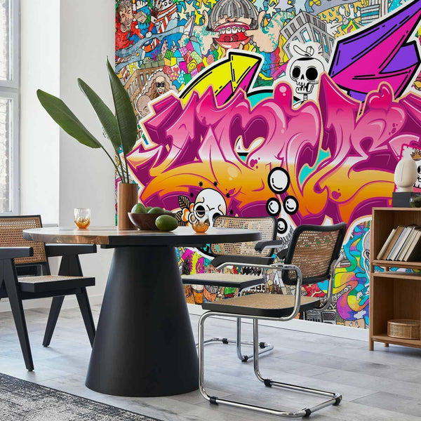 Carta da parati - Street art - abstract urban colour graffiti mural with lettering