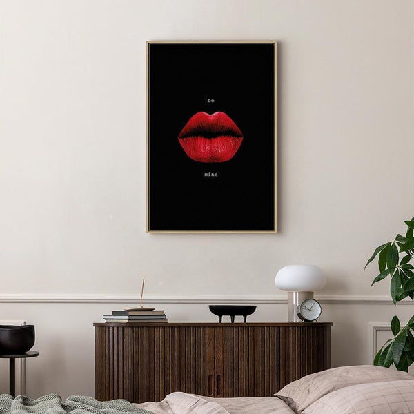 Quadro - Red Lips (1-part) - Black Background with English Text