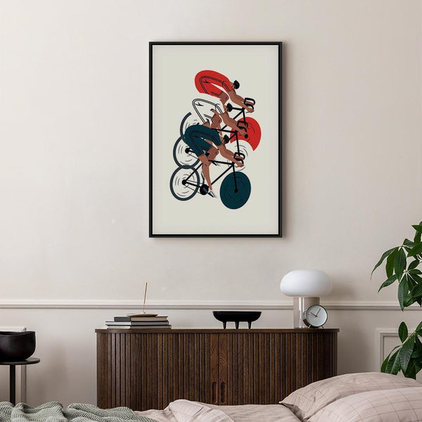 Quadro - Cycling Race Competitors on a Light Background - Illustration