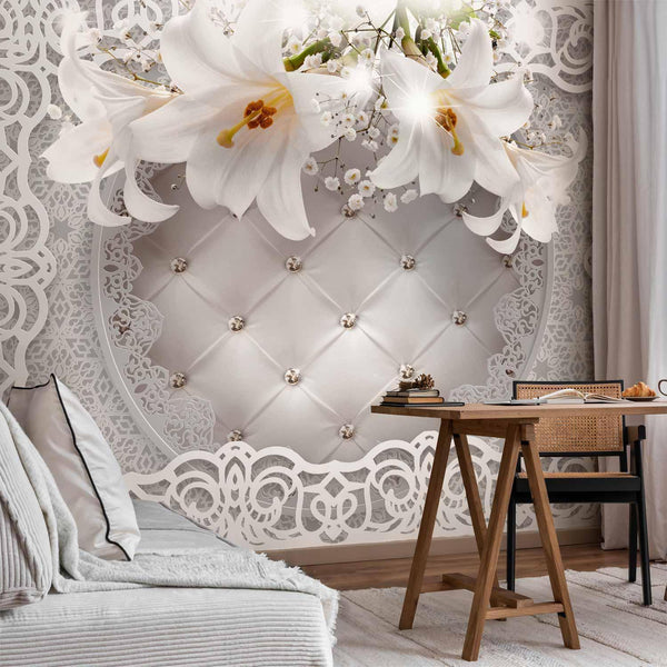 Carta da parati - Lilies and Quilted Background