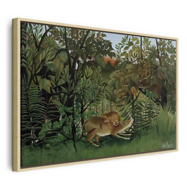 Quadro - Henri Rousseau – Le Lion ayant faim se jette sur l'Antilope