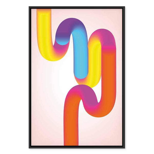 Quadro - Colorful Turns - Dynamic Composition in Shades of Yellow Pink and Blue
