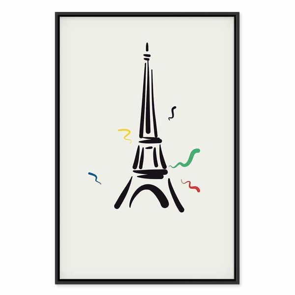 Quadro - Black Graphic Drawing of the Eiffel Tower on a Cream Background
