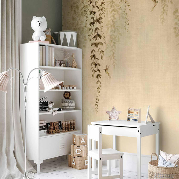Carta da parati - Beige Hummingbirds