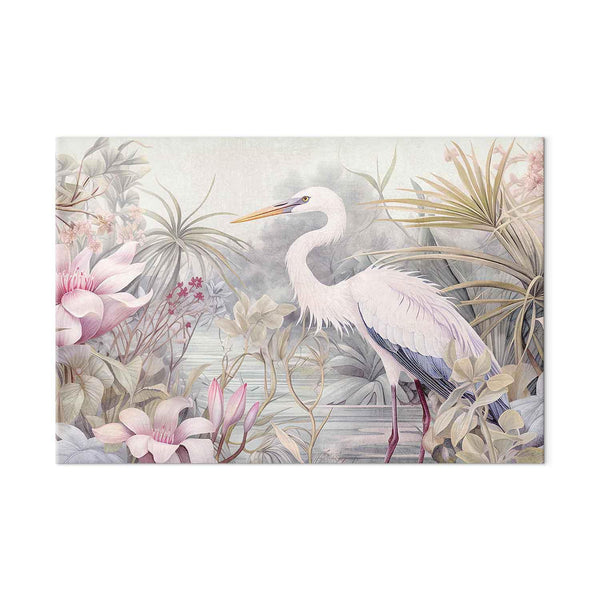 Quadro XXL - Heron wading in a pond - illustration in bright colours