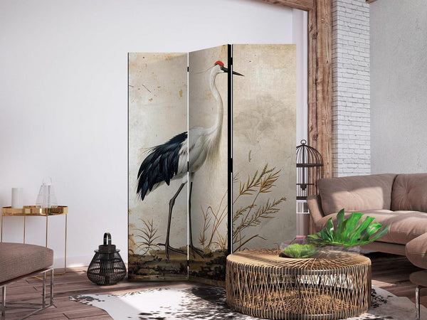 Paravento - Birds from an old engraving - vintage-style illustration depicting a heron and a crane