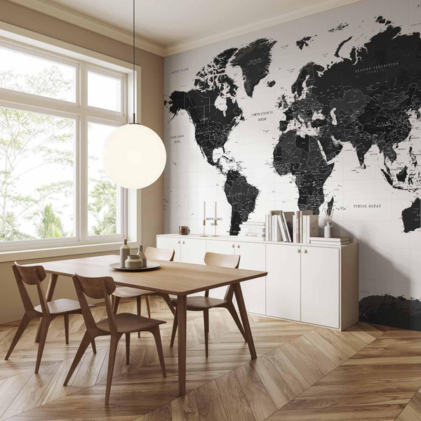 Carta da parati - Black and White Map