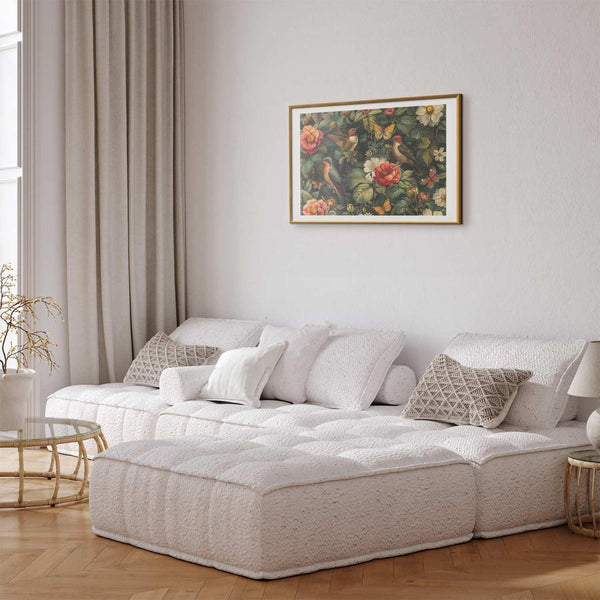 Poster - Flowers, Birds, and Butterflies - vintage-style illustration