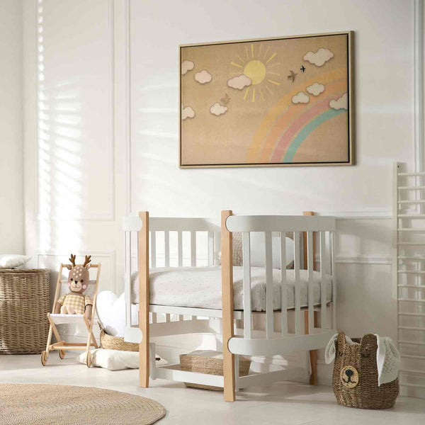 Quadro - Holiday Sky - Sunny Day with a Rainbow and Flying Birds