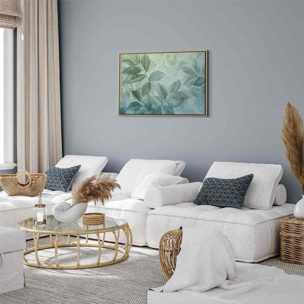 Quadro - Large Leaves in Shades of Green-Mint: Botanical Motif