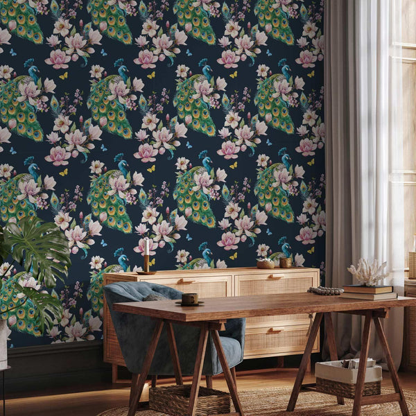Tappezzeria murale - Magnolias and Peacocks