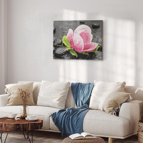 Quadro fai da te - Pink Flower and Stones