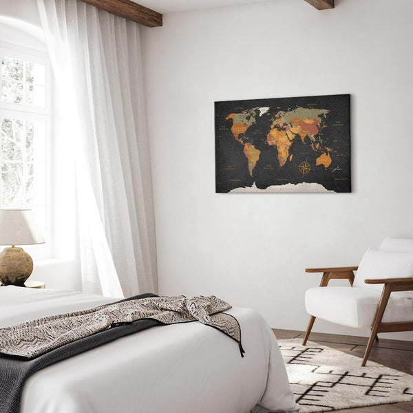 Quadro - World Map: Secrets of the Earth