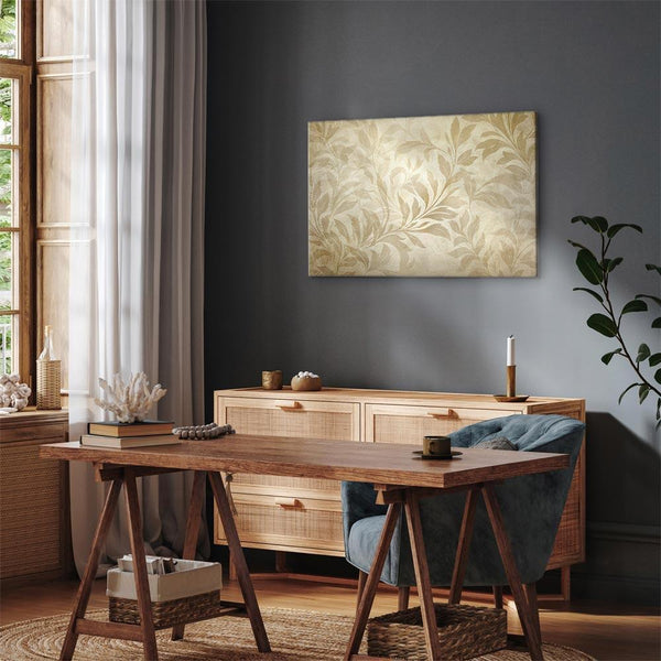 Quadro - Botanical Motif with Leaves and Vines in Sand Colors