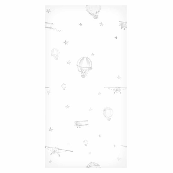 Tappezzeria murale - Watercolor - Airplanes and balloons painted on a white sky background