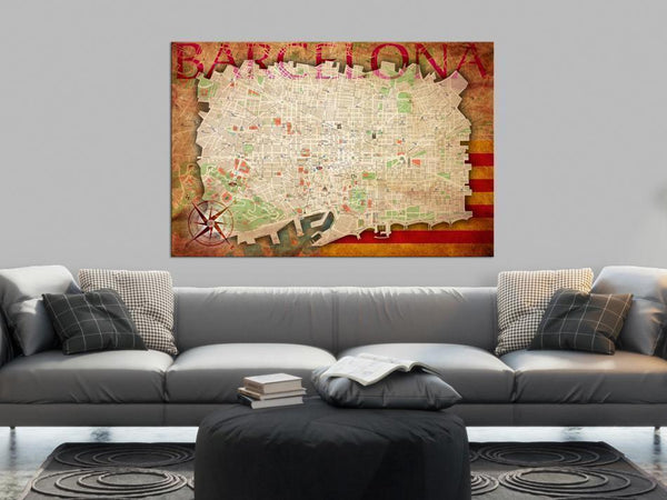 Quadro di sughero - Map of Barcelona