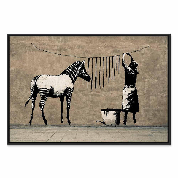 Quadro - Banksy: Washing Zebra on Concrete (1 Part) Wide