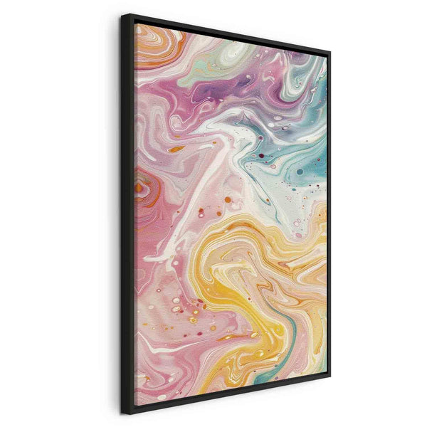 Quadro - Colorful Chaos - Dynamic Shapes in Shades of Pink Yellow and Blue