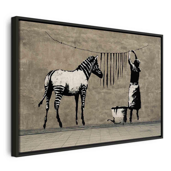 Quadro - Banksy: Washing Zebra on Concrete (1 Part) Wide