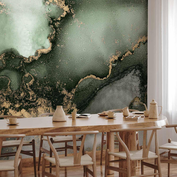 Carta da parati - Green Watercolour - Abstraction Inspired by Marble Structure
