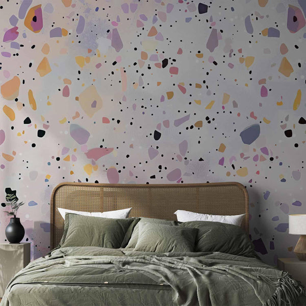 Carta da parati - Terrazzo in Confetti Style Violet-Pink Colorful Pattern