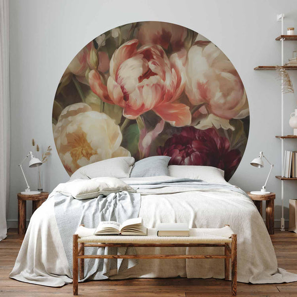 Carta da parati rotonda - Charismatic peonies
