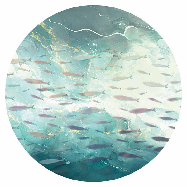 Carta da parati rotonda - School of small fish
