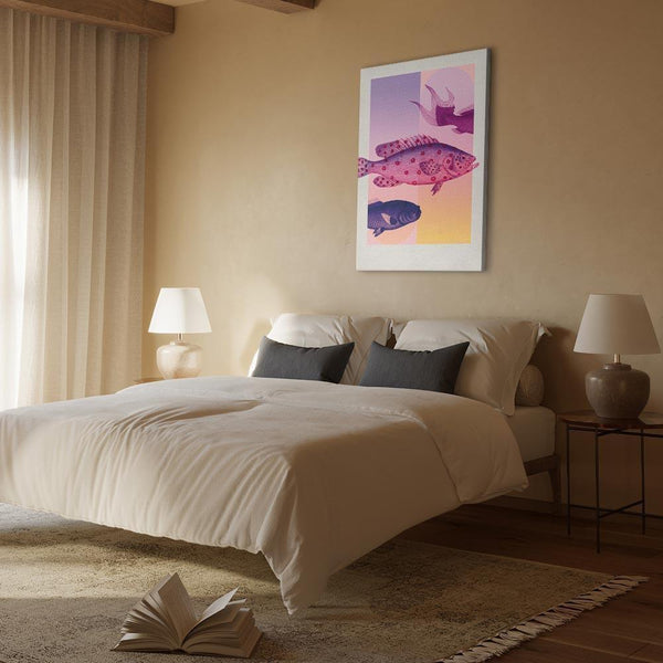 Quadro - Fish in Pastels - Stylized Fish Against Gradient Shapes