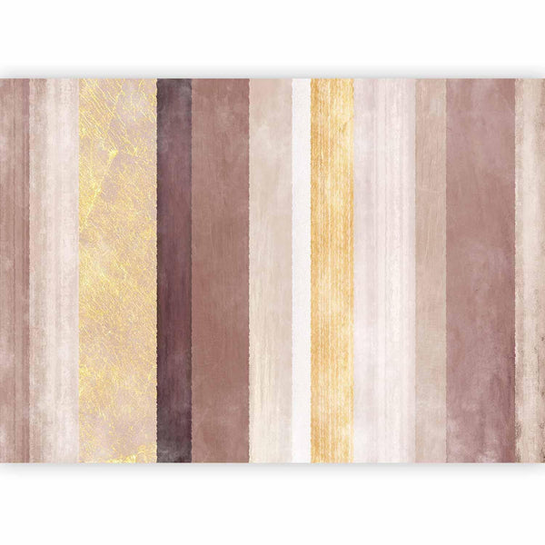 Carta da parati - Striped pattern - abstract background in stripes of different colours with gold pattern