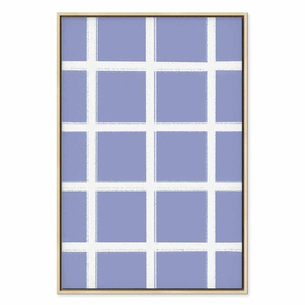 Quadro - Lines and Symmetry - Expressive White Grid on a Blue Background