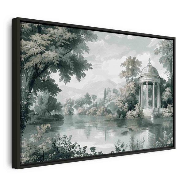 Quadro - View of the Park and Lake Retro Vintage Landscape in Greens