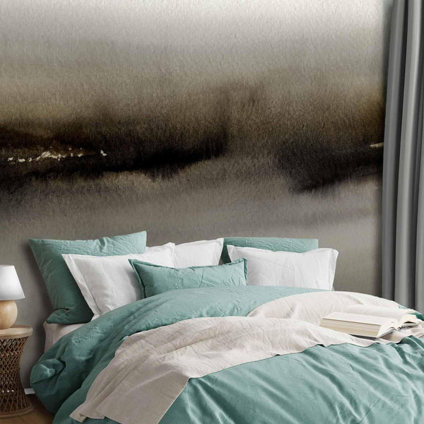 Carta da parati - Diuna - abstract modern painting in grey with black pattern