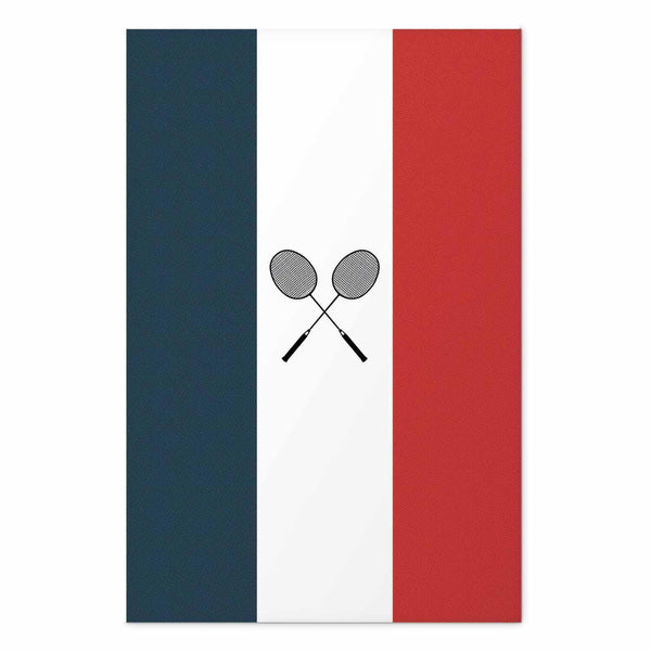 Poster - French Flags and Black Badminton Rackets