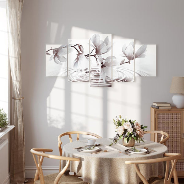 Quadro - Magnolias over Water (5 Parts) Wide Grey