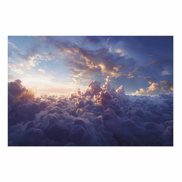 Poster - Sun in Hiding: The Golden Face of the Sky Over the Cloudy Sea