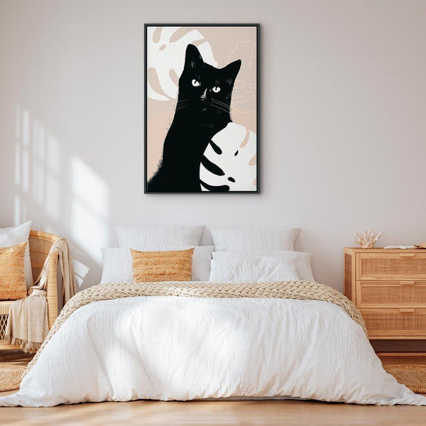 Quadro - Cat in Monsteras (1 Part) Vertical