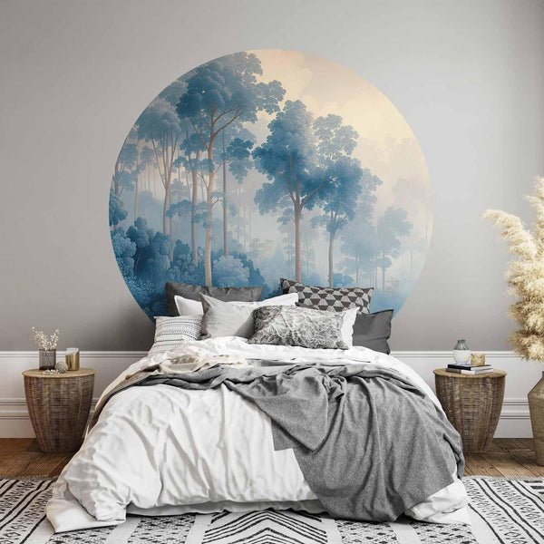Carta da parati rotonda - A forest in misty shades of blue