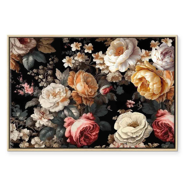 Quadro - Colourful flowers on a black background