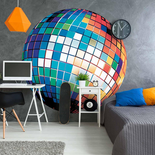 Carta da parati rotonda - Blue disco ball