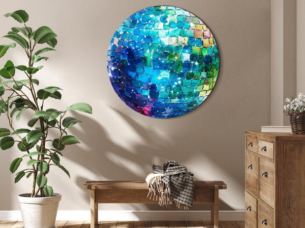 Quadro rotondo - Turquoise disco ball