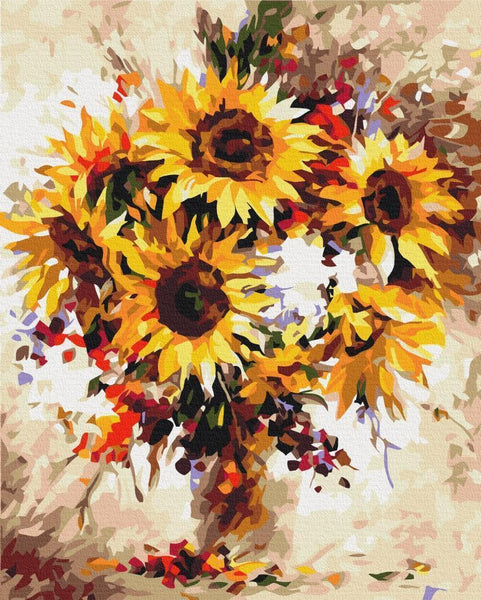 Quadro fai da te - A vase with a bouquet of sunflowers