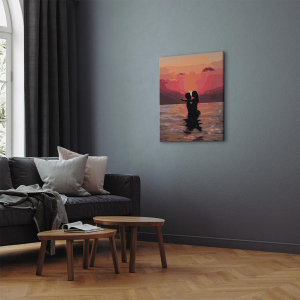 Quadro fai da te - Lovers against the backdrop of the setting sun