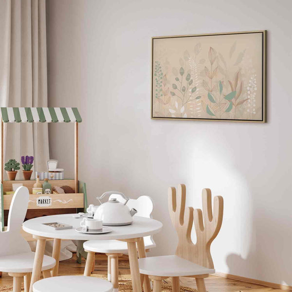 Quadro - Morning in the Meadow - Various Pastel Plants on a Beige Background
