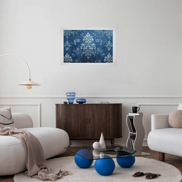 Poster - Retro Ornament in Worn Blues